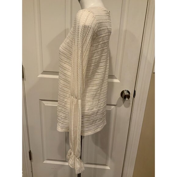 Michael Kors Cream Loose Knit Long Sleeve Shirt W/ Rear Key Hole, Size Small - Picture 6 of 8